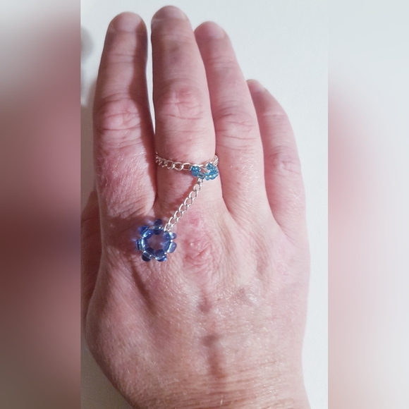 Blue Floatie Ring Dangling Handmade Jewelry NEW s9-10 - Picture 7 of 15